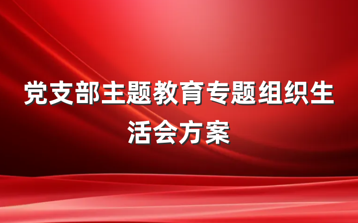 党支部主题教育专题组织生活会方案