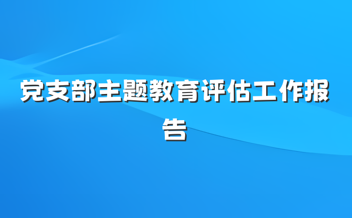 党支部主题教育评估工作报告