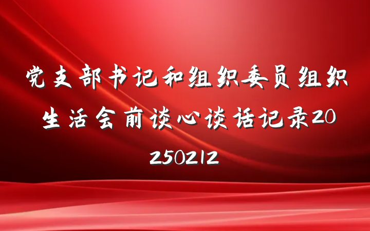 党支部书记和组织委员组织生活会前谈心谈话记录20250212