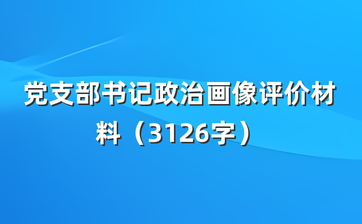 党支部书记政治画像评价材料（3126字）