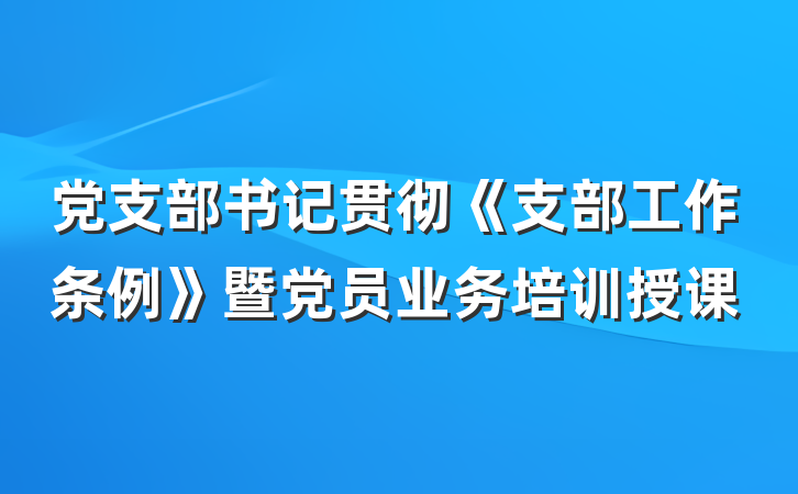 党支部书记贯彻《支部工作条例》暨党员业务培训授课
