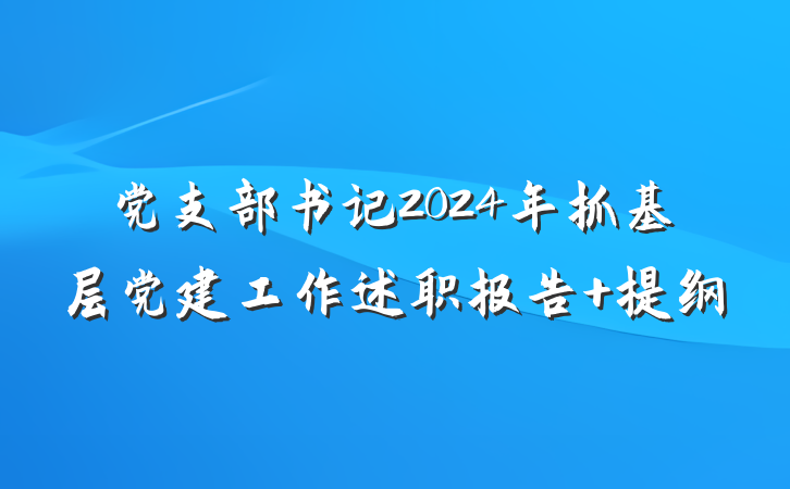 党支部书记2024年抓基层党建工作述职报告 提纲