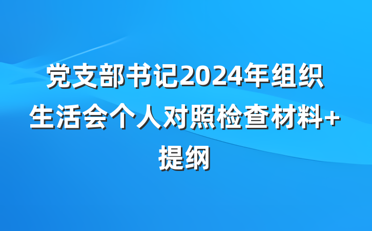 党支部书记2024年组织生活会个人对照检查材料 提纲