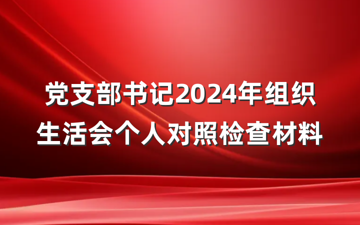 党支部书记2024年组织生活会个人对照检查材料