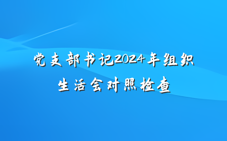党支部书记2024年组织生活会对照检查