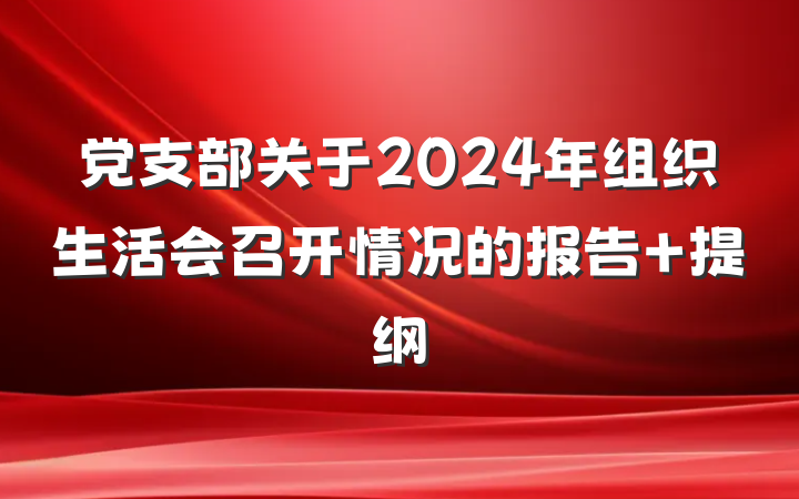 党支部关于2024年组织生活会召开情况的报告 提纲