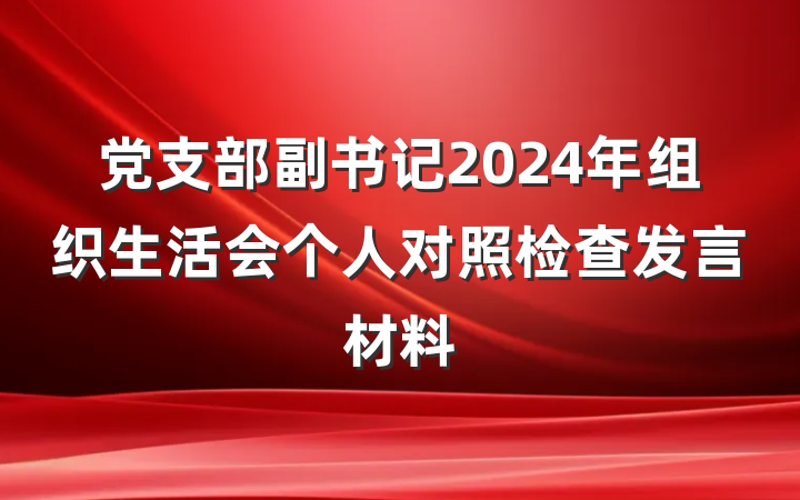 党支部副书记2024年组织生活会个人对照检查发言材料