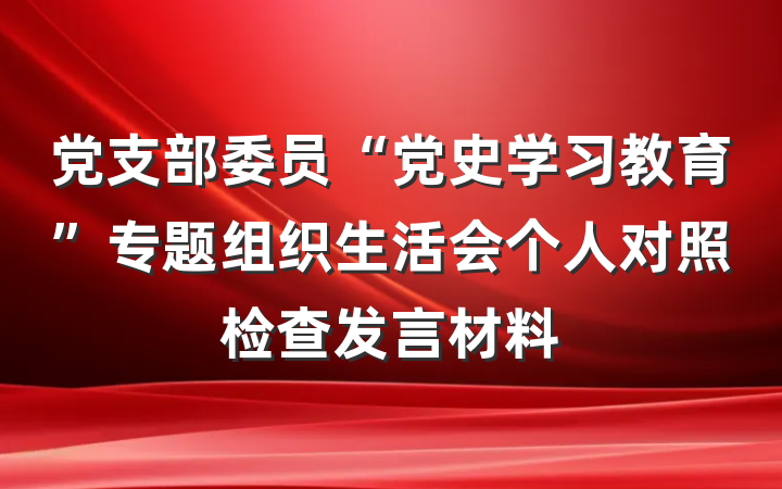 党支部委员“党史学习教育”专题组织生活会个人对照检查发言材料