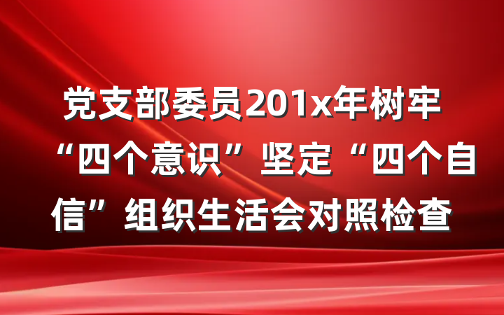 党支部委员201x年树牢“四个意识”坚定“四个自信”组织生活会对照检查