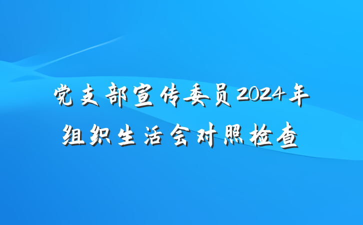 党支部宣传委员2024年组织生活会对照检查