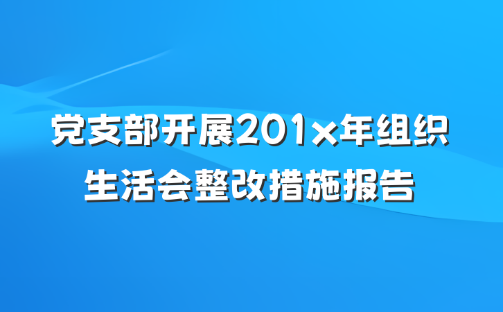 党支部开展201x年组织生活会整改措施报告