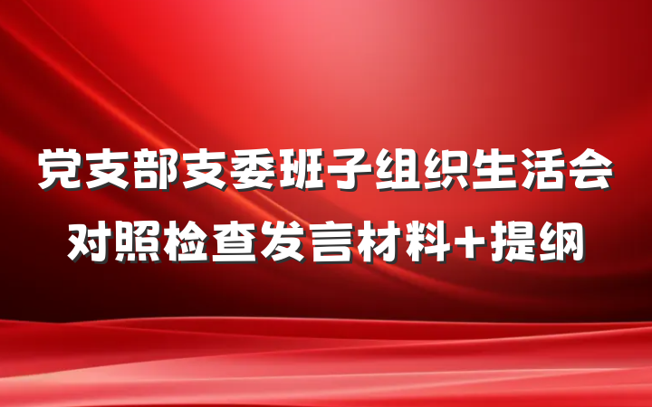 党支部支委班子组织生活会对照检查发言材料 提纲