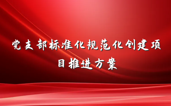 党支部标准化规范化创建项目推进方案
