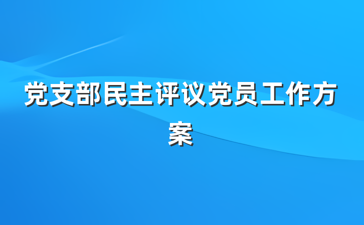 党支部民主评议党员工作方案