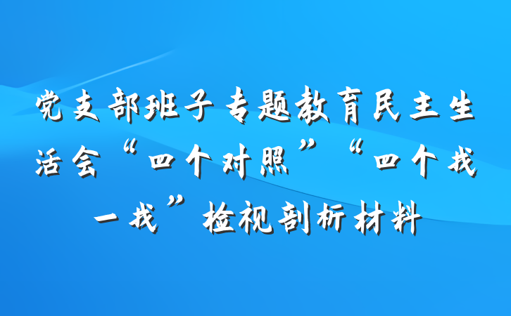党支部班子专题教育民主生活会“四个对照”“四个找一找”检视剖析材料