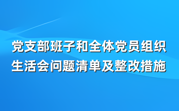 党支部班子和全体党员组织生活会问题清单及整改措施