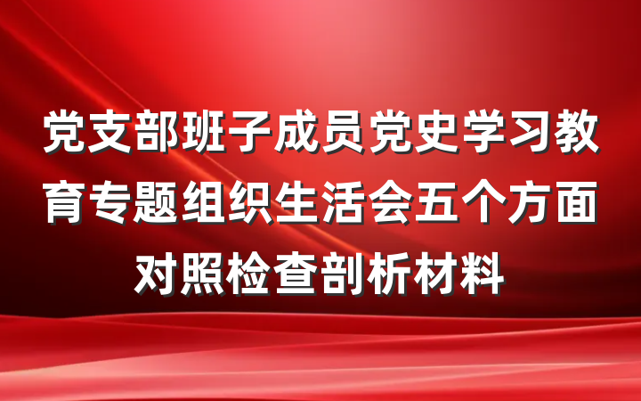 党支部班子成员党史学习教育专题组织生活会五个方面对照检查剖析材料