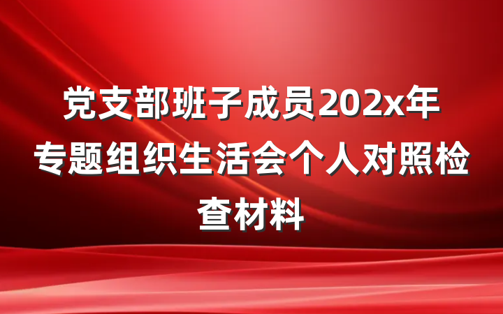 党支部班子成员202x年专题组织生活会个人对照检查材料