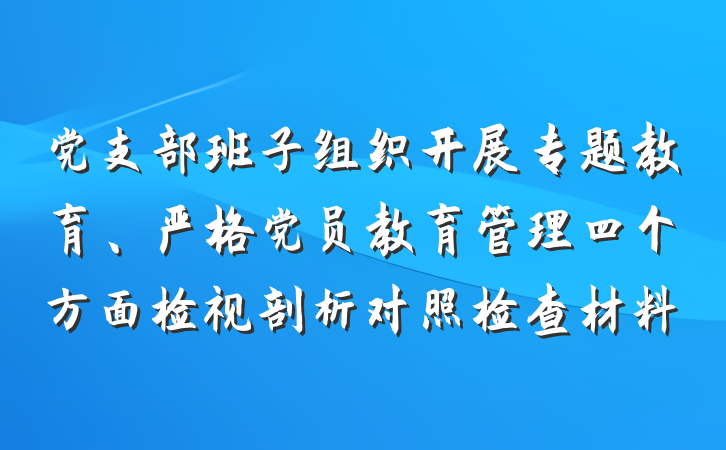 党支部班子组织开展专题教育、严格党员教育管理四个方面检视剖析对照检查材料