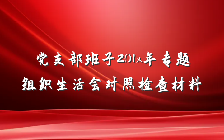 党支部班子201x年专题组织生活会对照检查材料