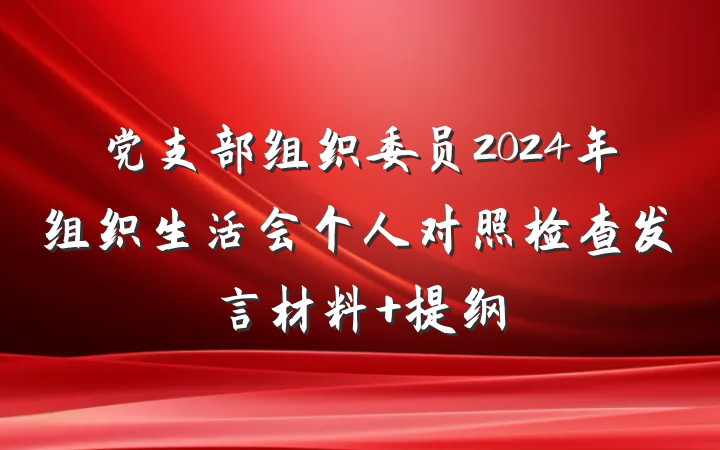 党支部组织委员2024年组织生活会个人对照检查发言材料 提纲