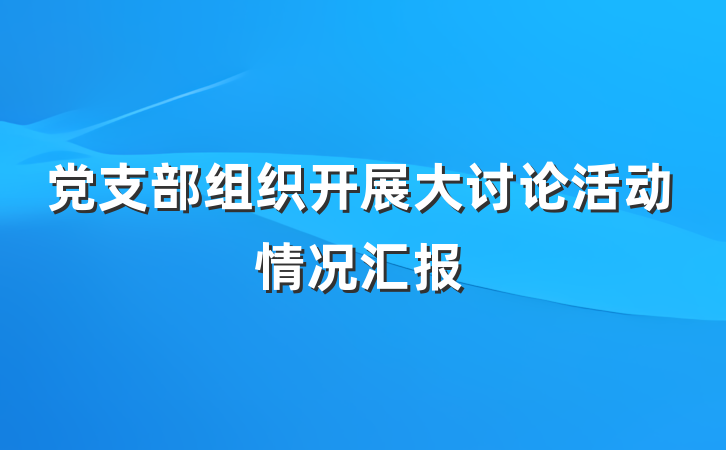 党支部组织开展大讨论活动情况汇报