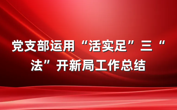 党支部运用“活实足”三“法”开新局工作总结