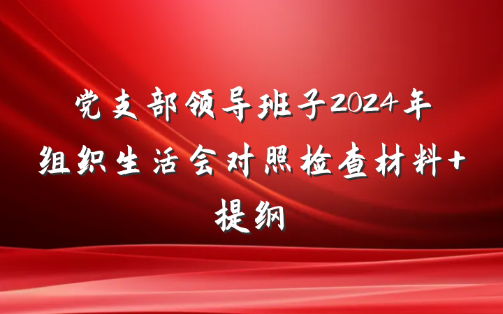 党支部领导班子2024年组织生活会对照检查材料 提纲