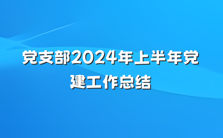 党支部2024年上半年党建工作总结