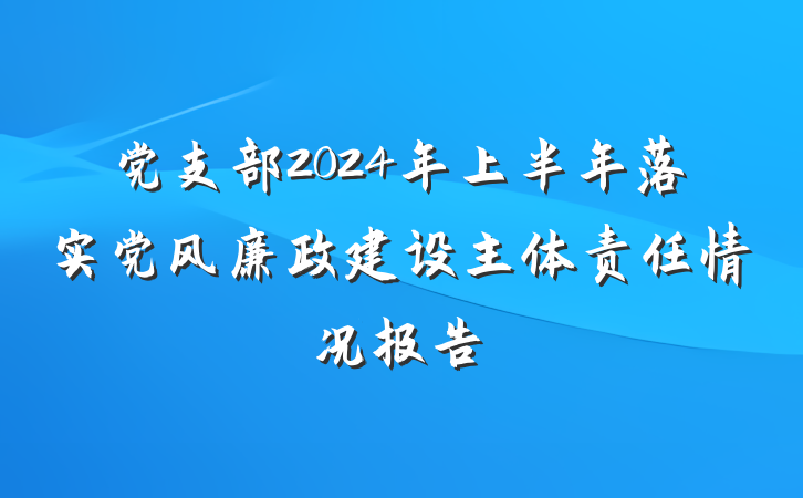 党支部2024年上半年落实党风廉政建设主体责任情况报告