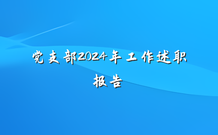 党支部2024年工作述职报告