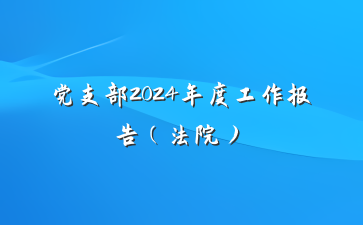 党支部2024年度工作报告（法院）