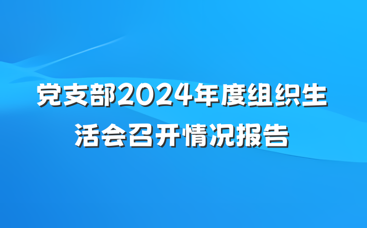 党支部2024年度组织生活会召开情况报告