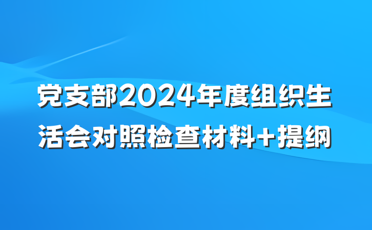 党支部2024年度组织生活会对照检查材料 提纲