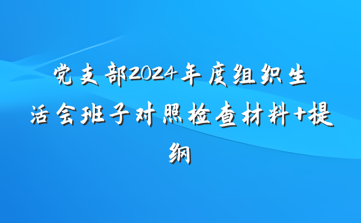 党支部2024年度组织生活会班子对照检查材料 提纲