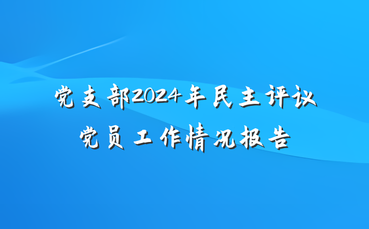 党支部2024年民主评议党员工作情况报告