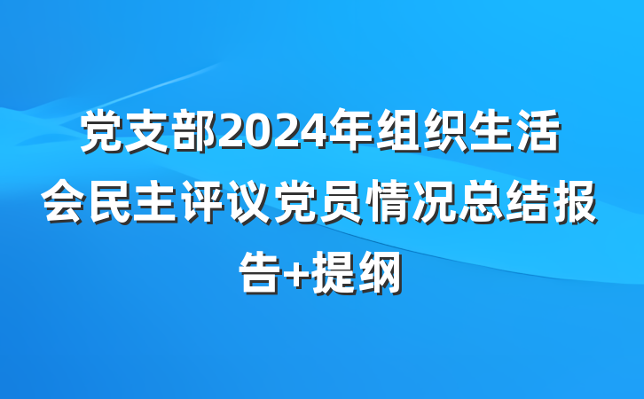 党支部2024年组织生活会民主评议党员情况总结报告 提纲