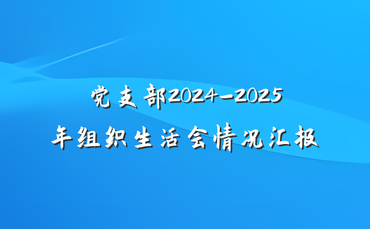 党支部2024-2025年组织生活会情况汇报