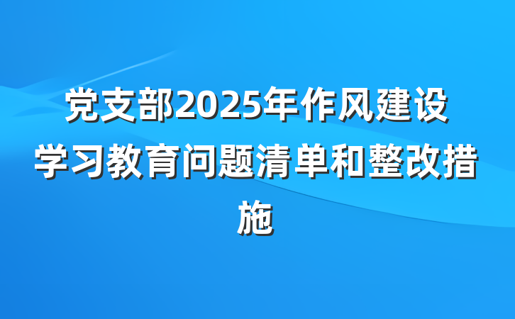 党支部2025年作风建设学习教育问题清单和整改措施