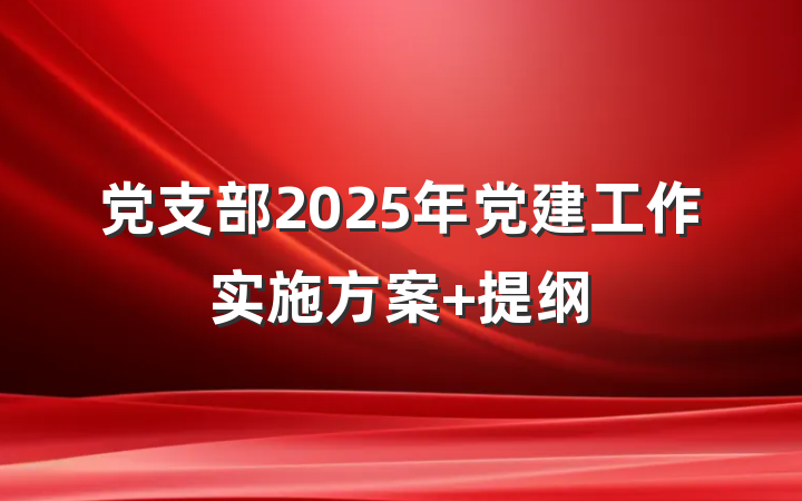 党支部2025年党建工作实施方案 提纲