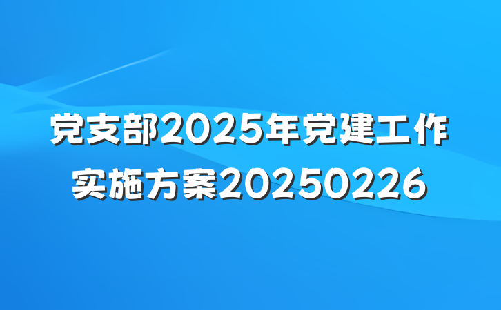 党支部2025年党建工作实施方案20250226