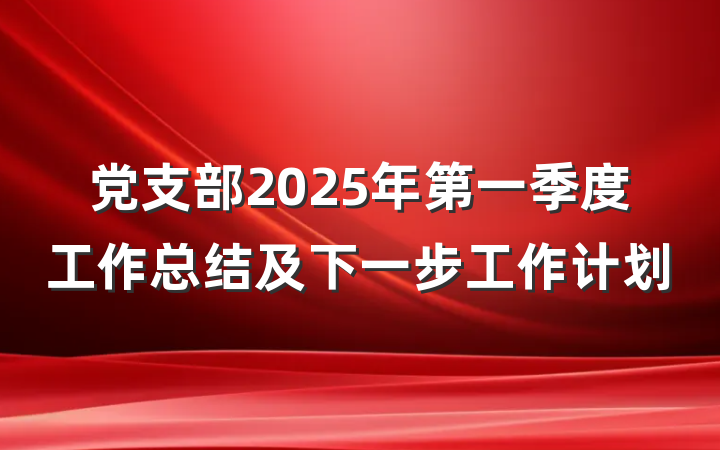 党支部2025年第一季度工作总结及下一步工作计划