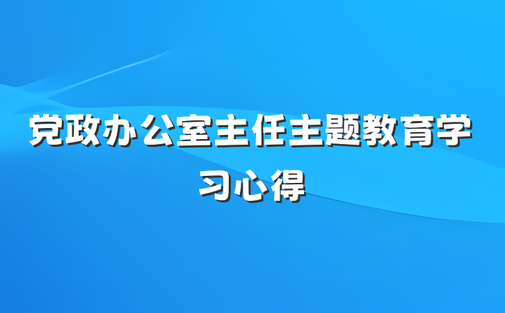 党政办公室主任主题教育学习心得