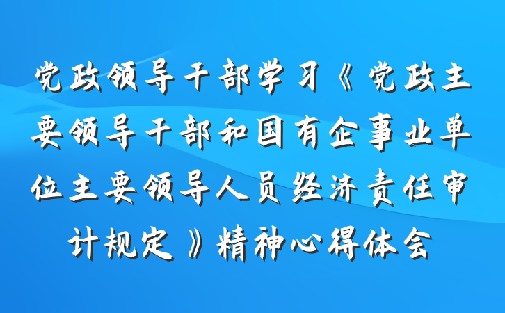 党政领导干部学习《党政主要领导干部和国有企事业单位主要领导人员经济责任审计规定》精神心得体会