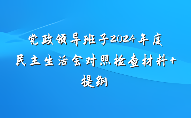党政领导班子2024年度民主生活会对照检查材料 提纲