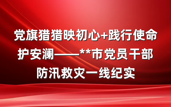 党旗猎猎映初心 践行使命护安澜——**市党员干部防汛救灾一线纪实