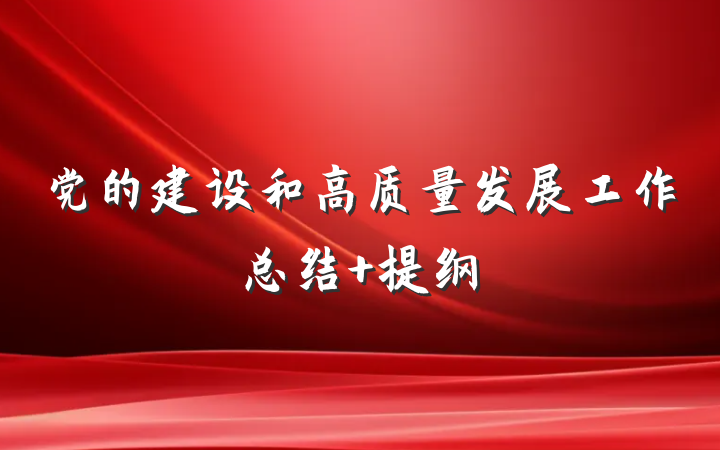 党的建设和高质量发展工作总结 提纲