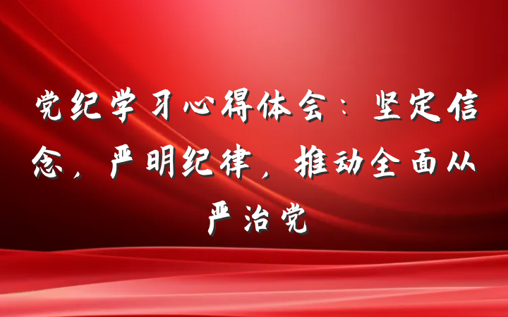 党纪学习心得体会：坚定信念，严明纪律，推动全面从严治党