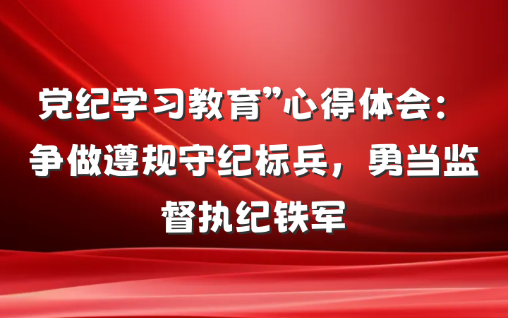 党纪学习教育”心得体会：争做遵规守纪标兵，勇当监督执纪铁军