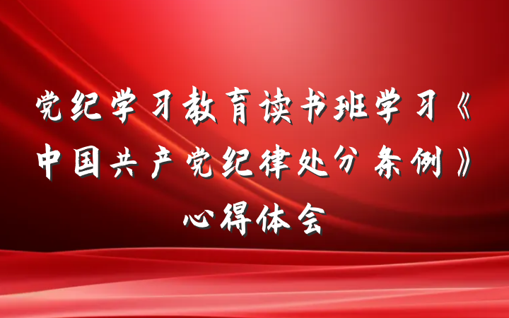 党纪学习教育读书班学习《中国共产党纪律处分条例》心得体会